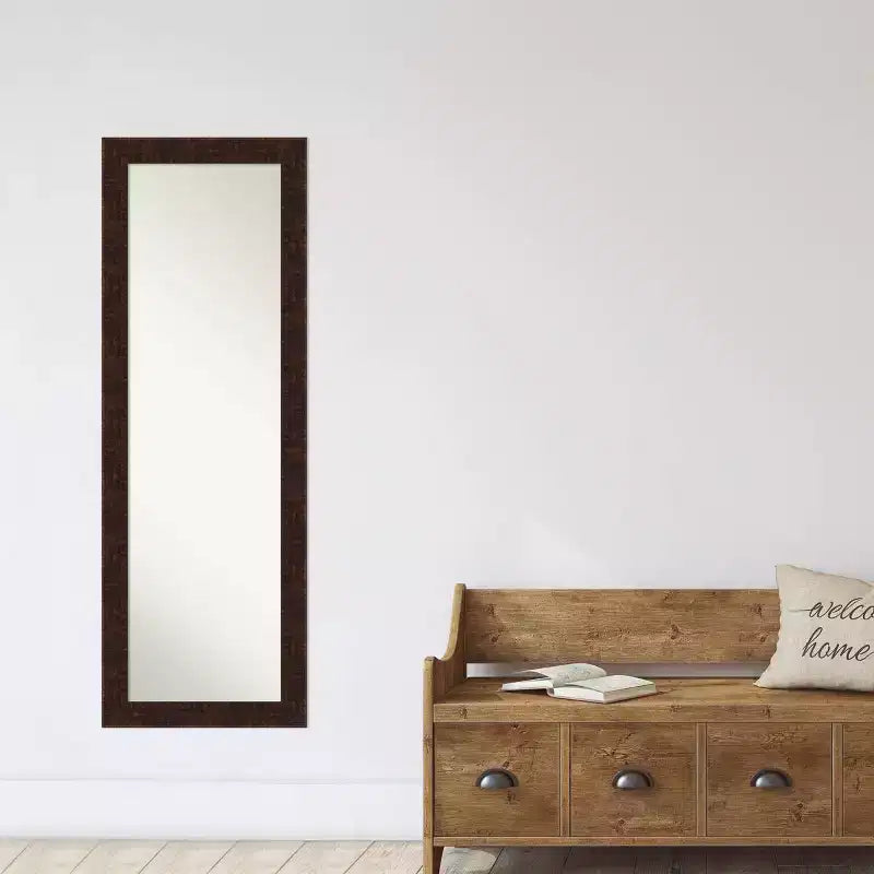 Miroir de porte long et étroit, encadrement bronze
