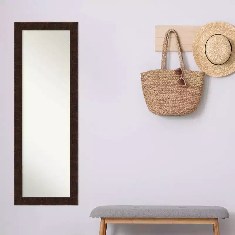 Miroir de porte long et étroit, encadrement bronze