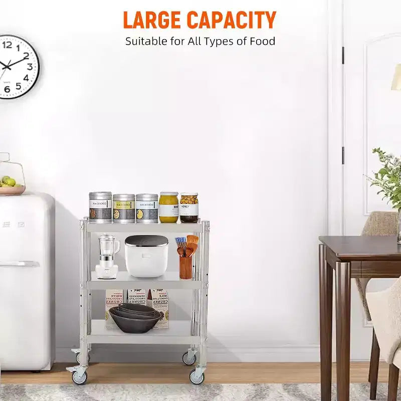 Étagères en acier inoxydable, Étagères de rangement, Étagères réglables, Capacité de charge de 150 kg par niveau, Cuisine et garage et bureau et salle à manger