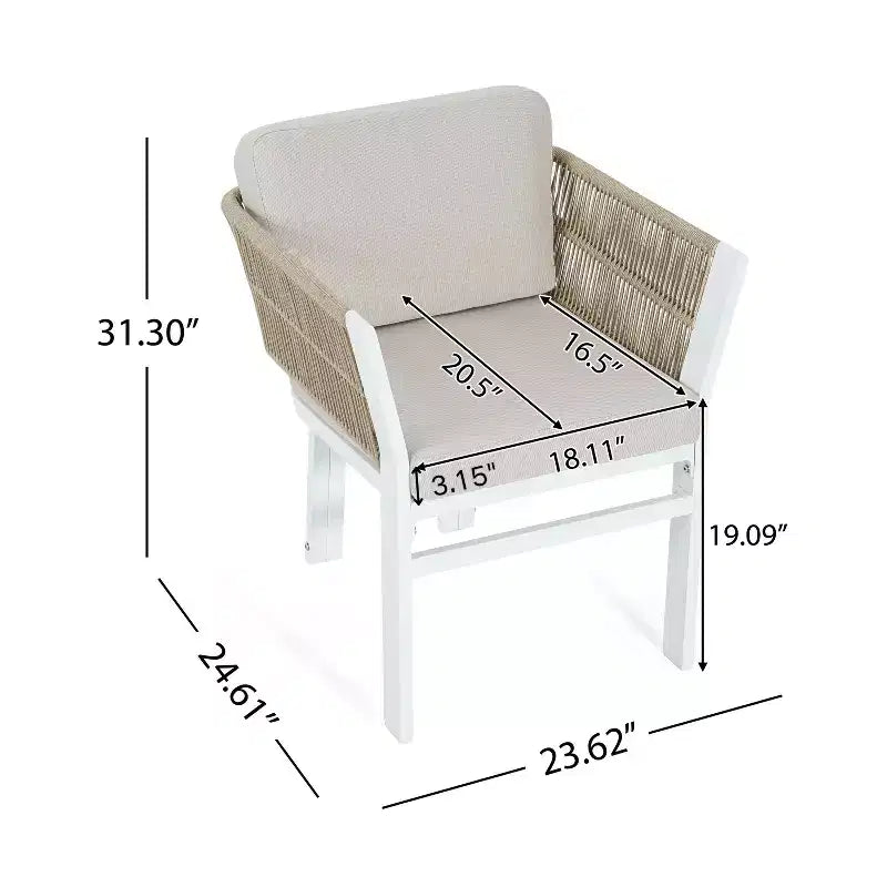 Lot de 2 chaises d'extérieur en aluminium avec accent en rotin et coussins résistants aux intempéries