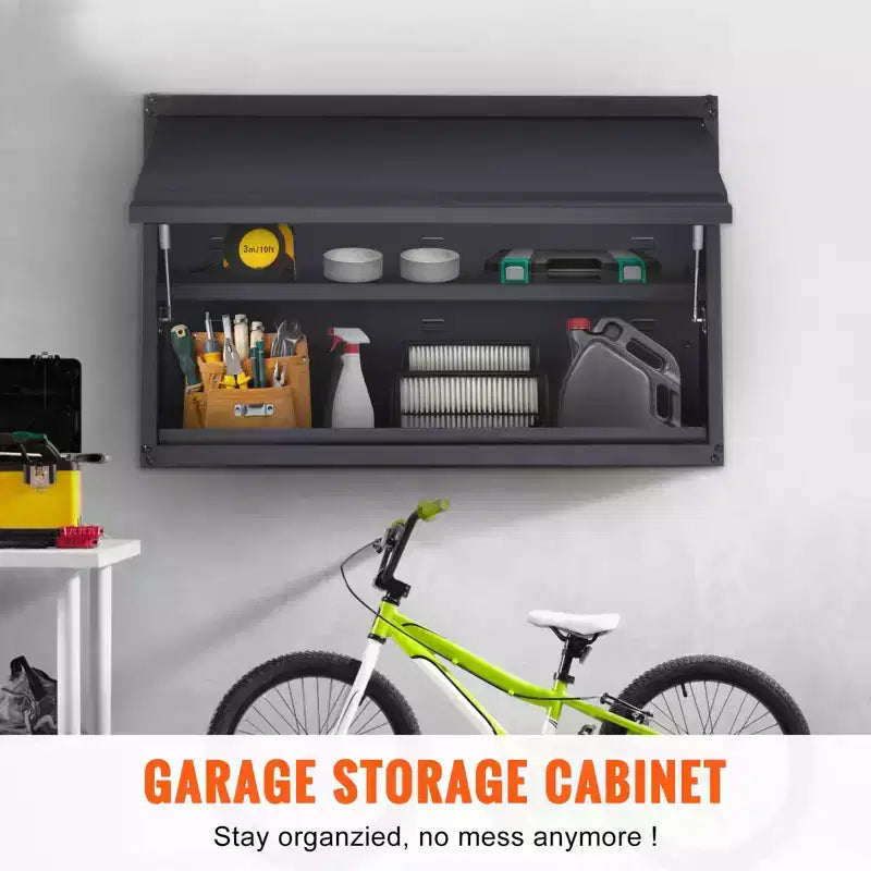 Armoire de rangement métallique, capacité de charge de 54 kg par étagère, armoire de garage murale de 50,8 cm de haut en acier thermolaqué avec étagère réglable