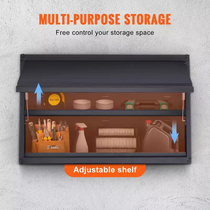 Armoire de rangement métallique, capacité de charge de 54 kg par étagère, armoire de garage murale de 50,8 cm de haut en acier thermolaqué avec étagère réglable