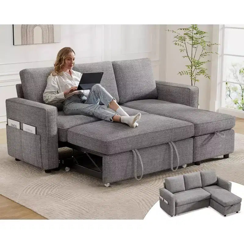 canapé-lit multifonctionnel, canapé gigogne, aucun outil d'assemblage requis, deux options de tissu disponibles