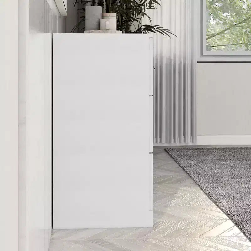 Commode de chambre minimaliste avec 6 tiroirs, poignées dorées, grand espace de rangement pour salon, couloir, chambre d'enfants