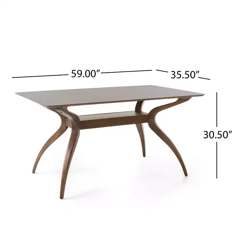 Table à manger rectangulaire moderne du milieu du siècle, pieds en bois d'hévéa, 4 à 6 places