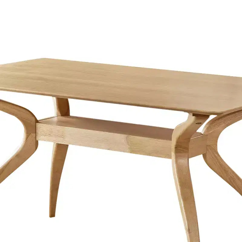 Table à manger rectangulaire moderne du milieu du siècle, pieds en bois d'hévéa, 4 à 6 places