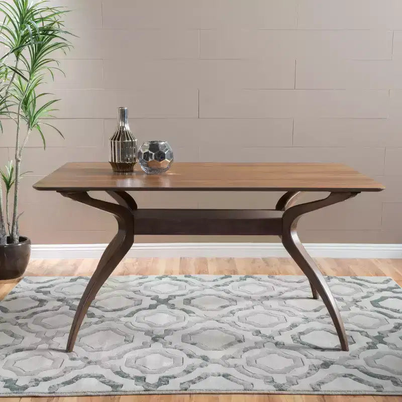 Table à manger rectangulaire moderne du milieu du siècle, pieds en bois d'hévéa, 4 à 6 places