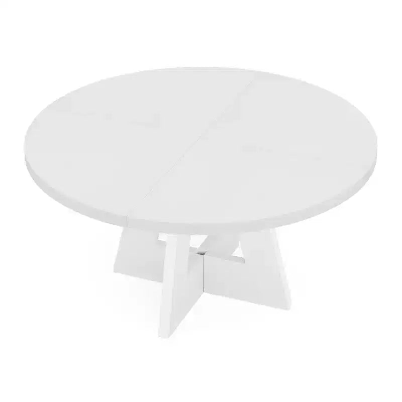 Table à manger de ferme ronde, blanche, pour 4 personnes