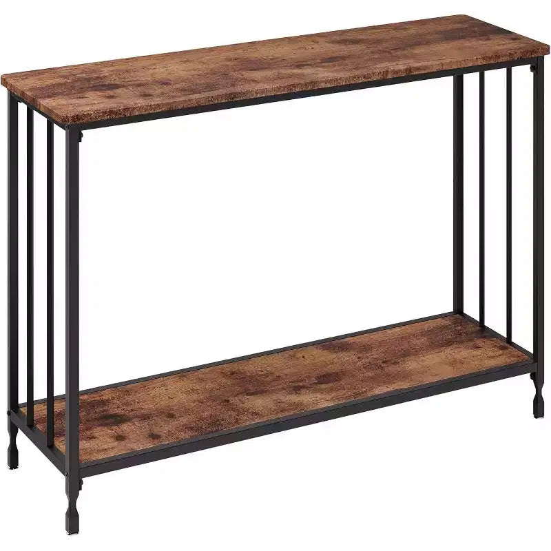 Console étroite industrielle avec étagère de rangement, entrée, salon, bureau