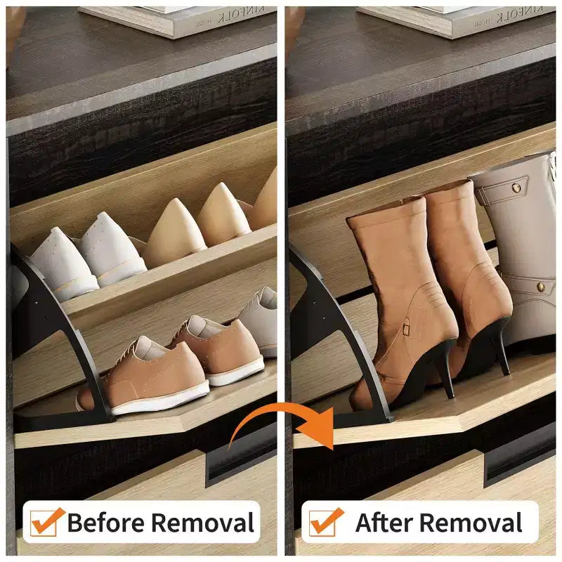 Meuble à chaussures étroit pour entrée avec 4 tiroirs basculants et 3 étagères réglables