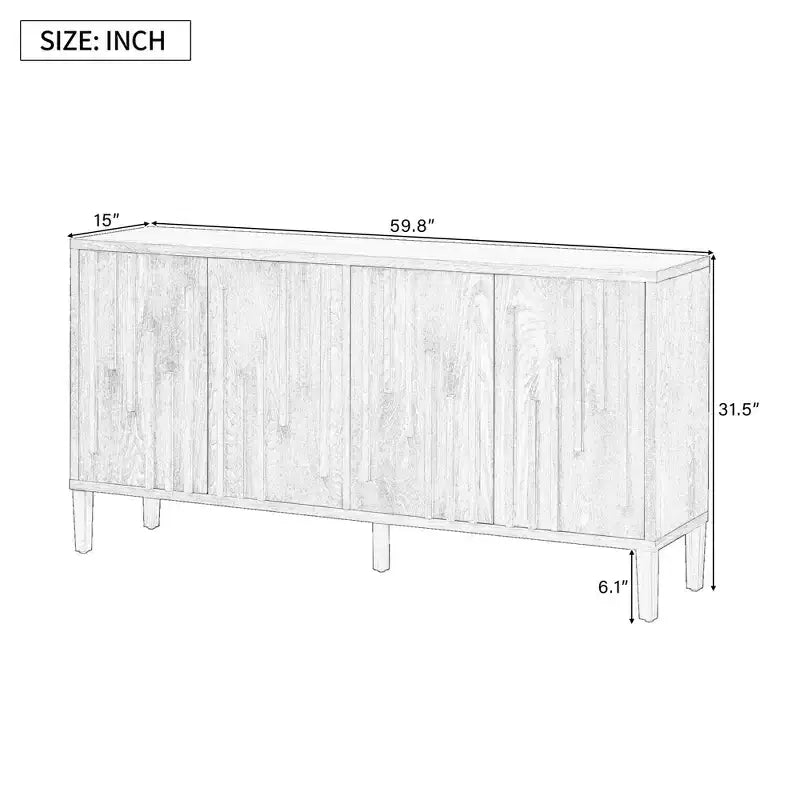 Buffet moderne avec portes à fermeture douce et pieds en métal, console pour cuisine, salon, bureau