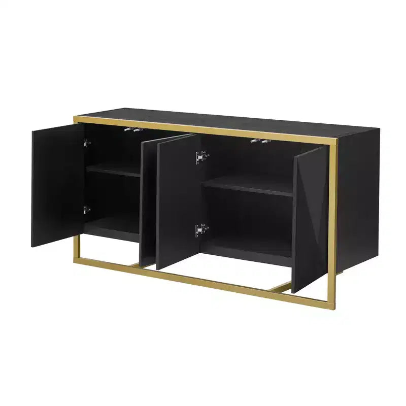 Buffet moderne avec portes à fermeture douce et pieds en métal, console pour cuisine, salon, bureau