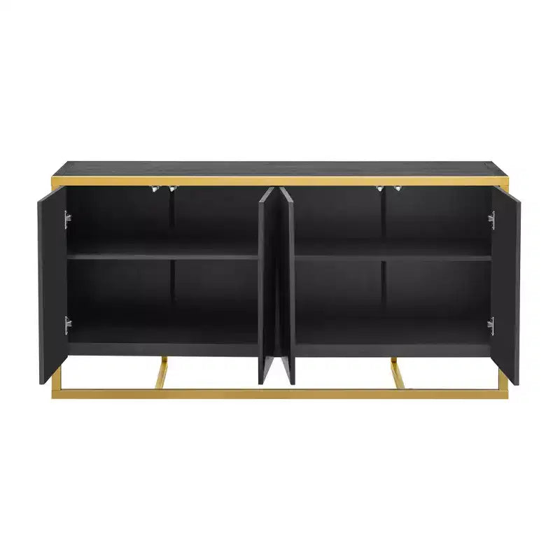 Buffet moderne avec portes à fermeture douce et pieds en métal, console pour cuisine, salon, bureau