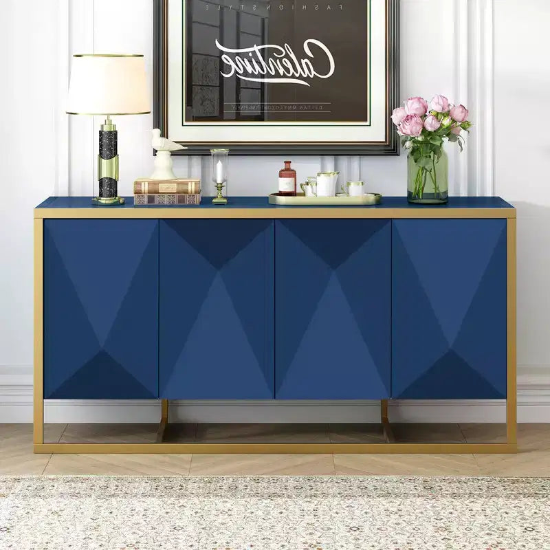Buffet moderne avec portes à fermeture douce et pieds en métal, console pour cuisine, salon, bureau