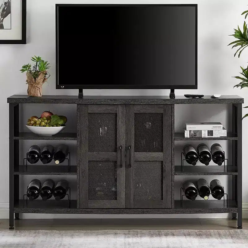 Meuble Bar Industriel avec Range-Verres, Buffet Multifonctionnel pour Alcool et Café