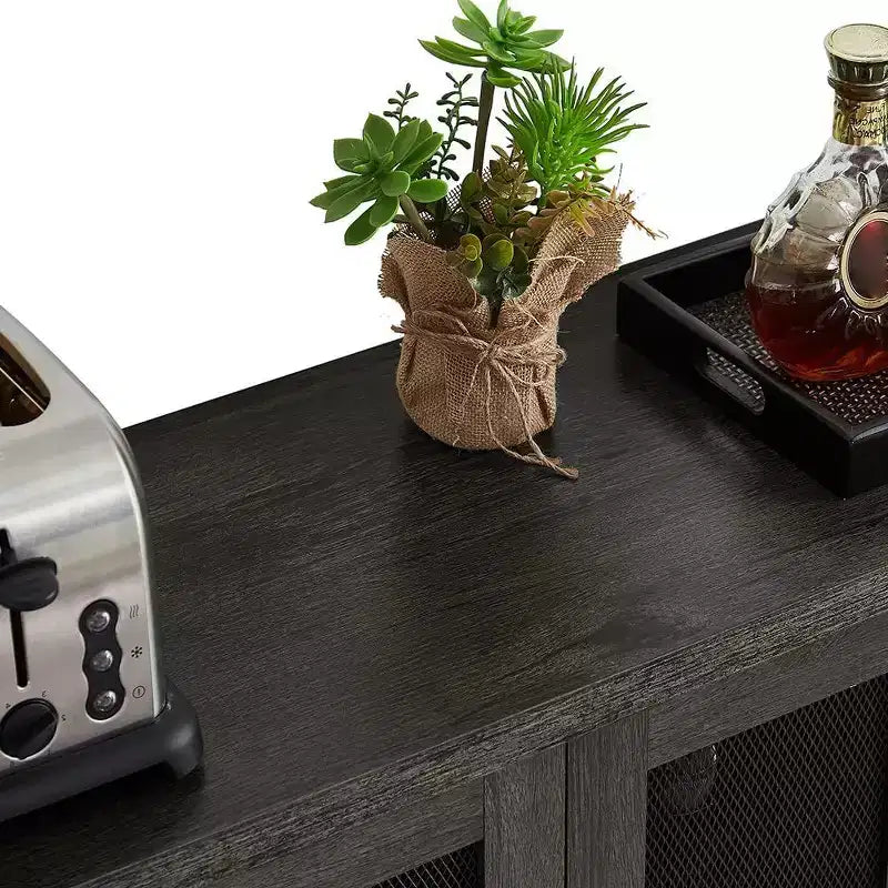 Meuble Bar Industriel avec Range-Verres, Buffet Multifonctionnel pour Alcool et Café