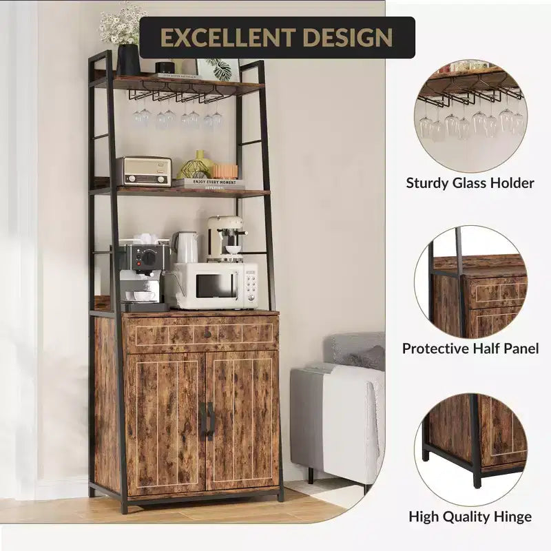 Étagère de Boulanger avec Armoire à Tiroirs Meuble Bar Haut Support de Cuisine Industriel