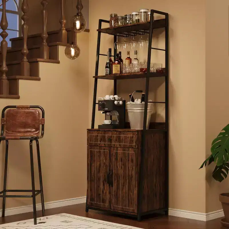 Étagère de Boulanger avec Armoire à Tiroirs Meuble Bar Haut Support de Cuisine Industriel