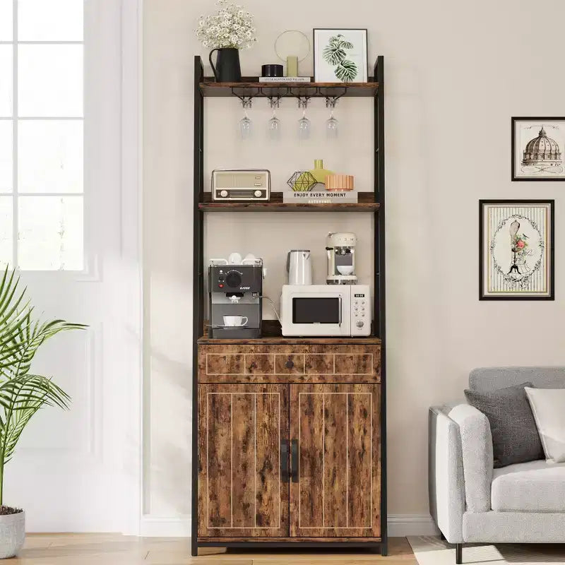 Étagère de Boulanger avec Armoire à Tiroirs Meuble Bar Haut Support de Cuisine Industriel