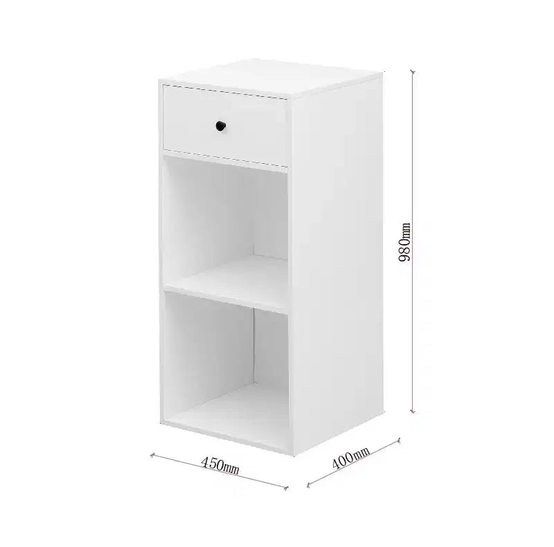 Meuble de rangement blanc au design simple avec tiroirs, buffet, meuble pour salon, salle à manger, chambre à coucher