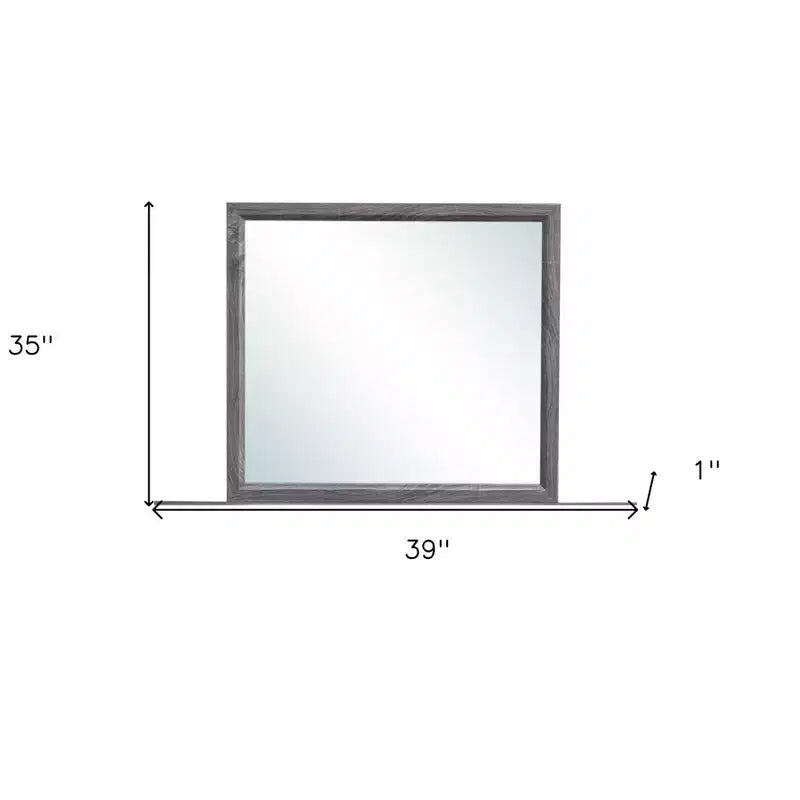 Miroir décoratif encadré de bois gris foncé