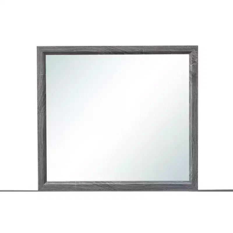 Miroir décoratif encadré de bois gris foncé