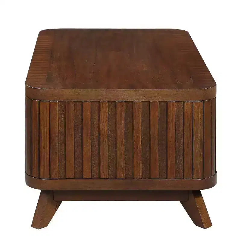 Table basse en bois avec pieds en bois massif et étagère de rangement ouverte, expresso