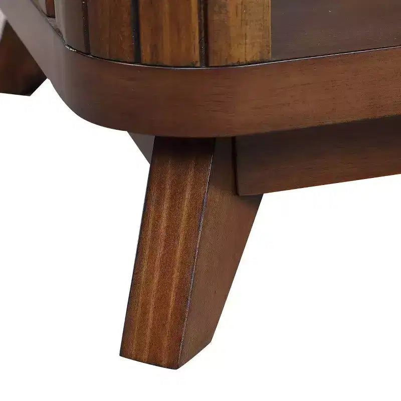 Table basse en bois avec pieds en bois massif et étagère de rangement ouverte, expresso