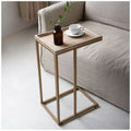 Table d'appoint de ferme avec plateau en rotin tissé, doré