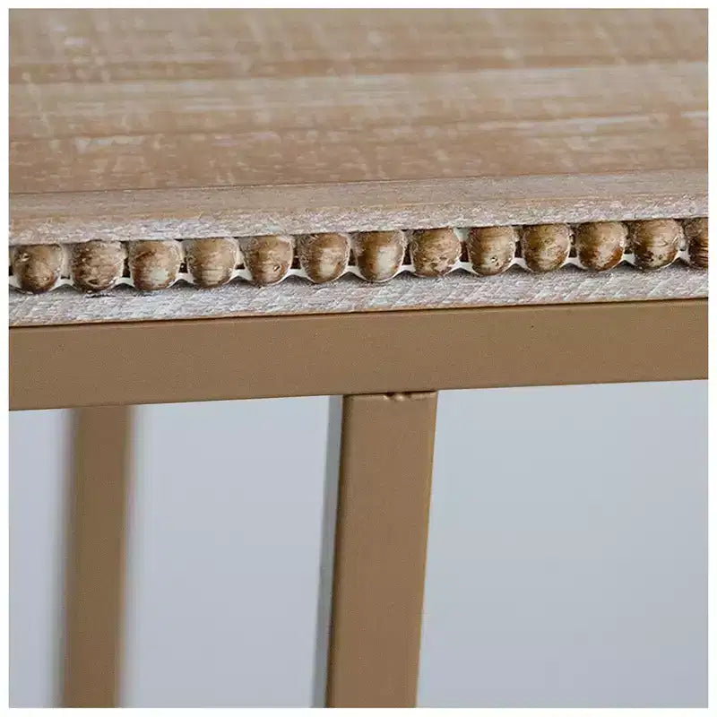 Table d'appoint de ferme avec plateau en rotin tissé, doré