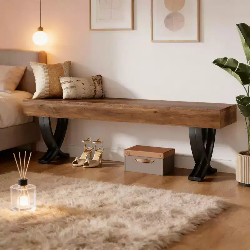 Banc moderne en bois et métal