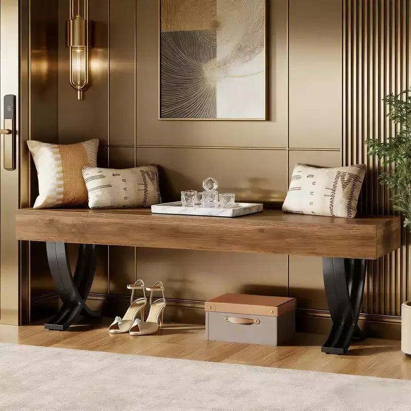 Banc moderne en bois et métal
