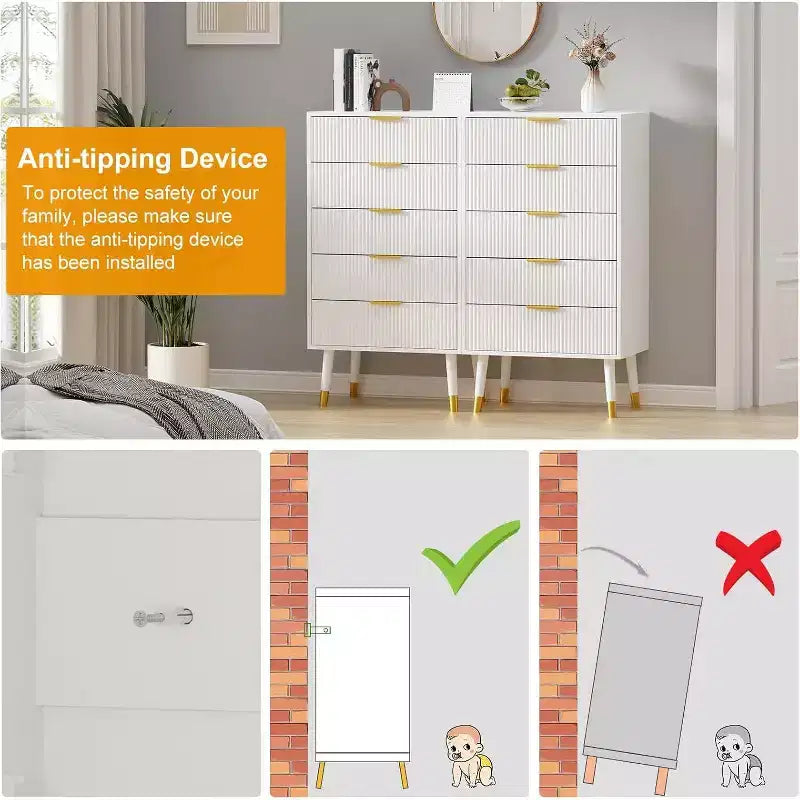 Commode 5 tiroirs pour chambre à coucher, commode de placard 5 tiroirs, unité de rangement de coffre, petite table de chevet cannelée pour chambre à coucher