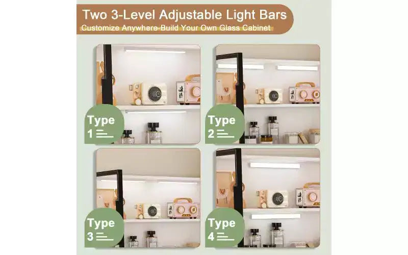 Bureau informatique avec meuble vitré et éclairage LED intégré, bureau d'angle en L, doté de ports de chargement USB et d'un tiroir pour clavier, blanc
