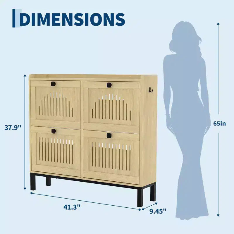Meuble à chaussures avec 4 tiroirs basculants, organisateur de chaussures, étagère à chaussures réglable pour entrée, salon, chambre