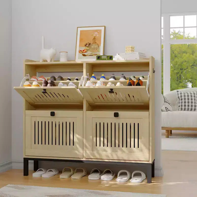 Meuble à chaussures avec 4 tiroirs basculants, organisateur de chaussures, étagère à chaussures réglable pour entrée, salon, chambre