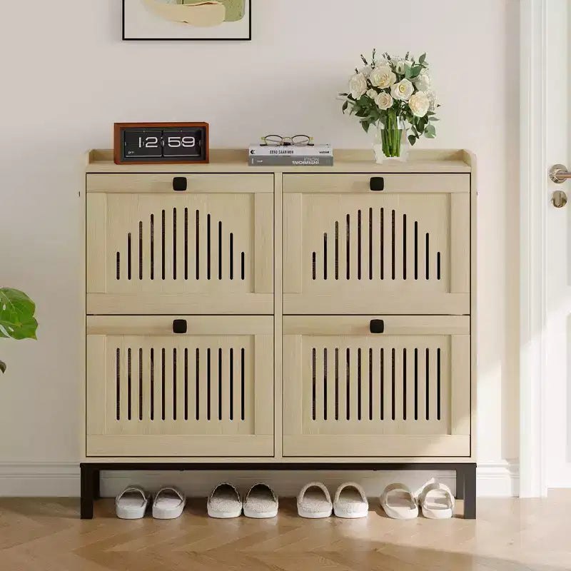 Meuble à chaussures avec 4 tiroirs basculants, organisateur de chaussures, étagère à chaussures réglable pour entrée, salon, chambre