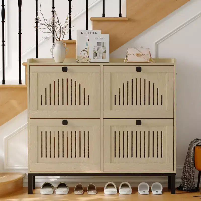 Meuble à chaussures avec 4 tiroirs basculants, organisateur de chaussures, étagère à chaussures réglable pour entrée, salon, chambre