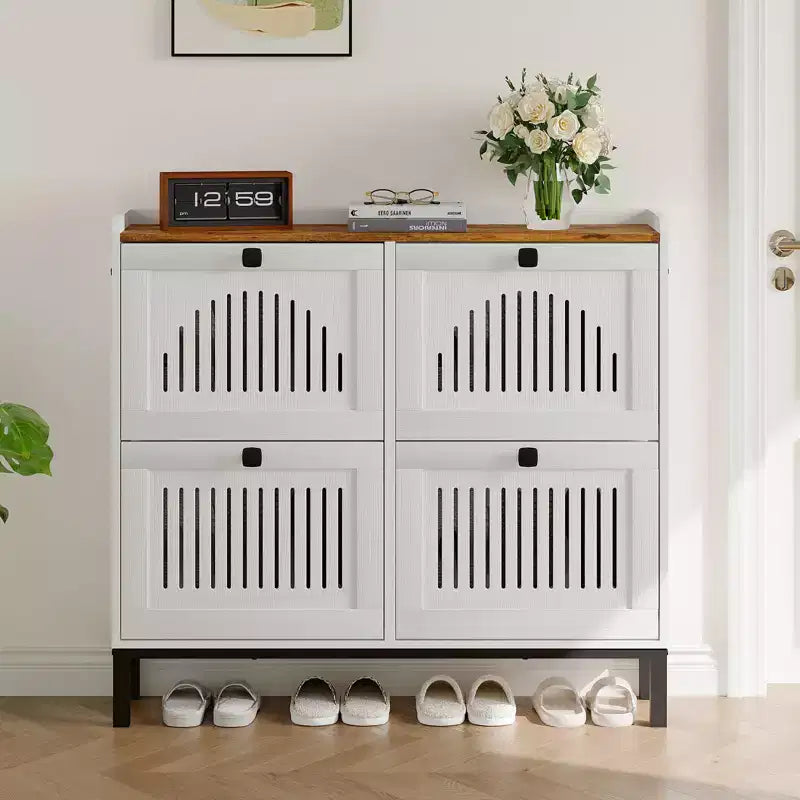 Meuble à chaussures avec 4 tiroirs basculants, organisateur de chaussures, étagère à chaussures réglable pour entrée, salon, chambre