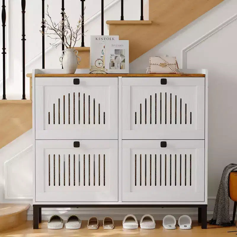 Meuble à chaussures avec 4 tiroirs basculants, organisateur de chaussures, étagère à chaussures réglable pour entrée, salon, chambre