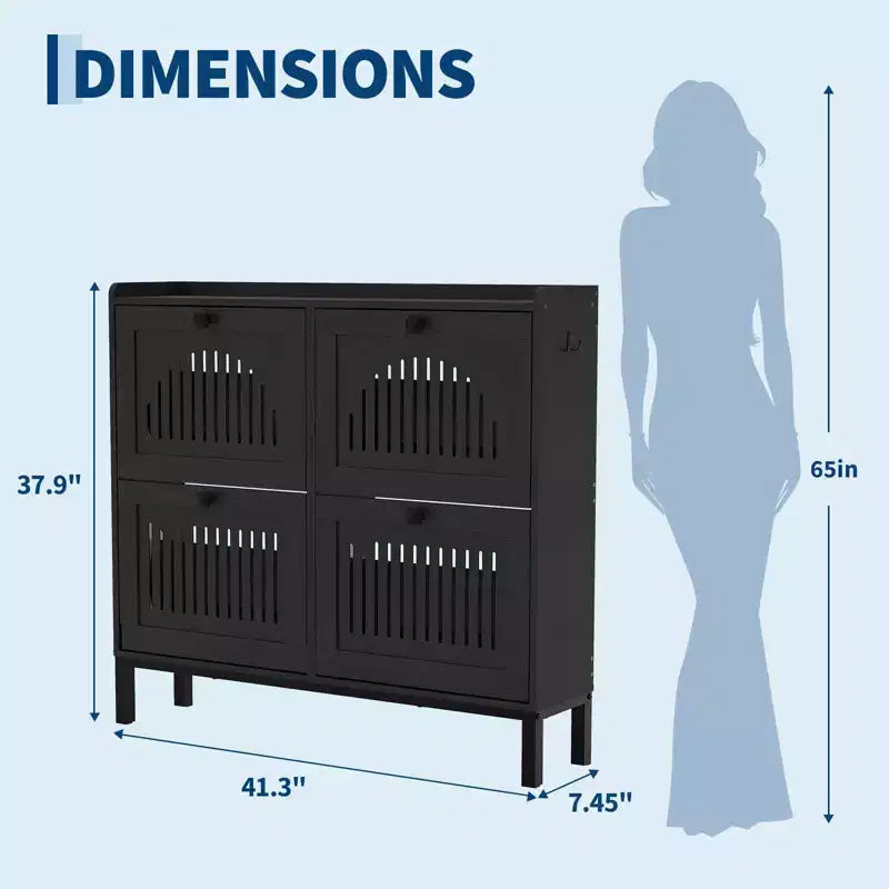 Meuble à chaussures avec 4 tiroirs basculants, organisateur de chaussures, étagère à chaussures réglable pour entrée, salon, chambre