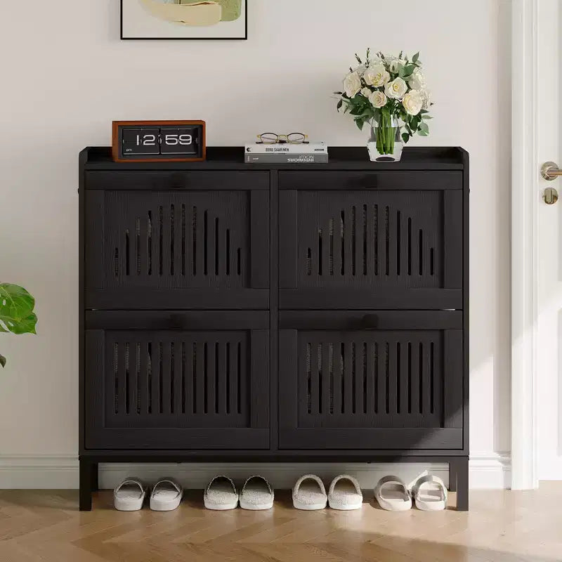 Meuble à chaussures avec 4 tiroirs basculants, organisateur de chaussures, étagère à chaussures réglable pour entrée, salon, chambre