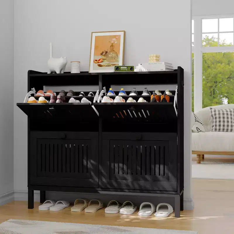 Meuble à chaussures avec 4 tiroirs basculants, organisateur de chaussures, étagère à chaussures réglable pour entrée, salon, chambre