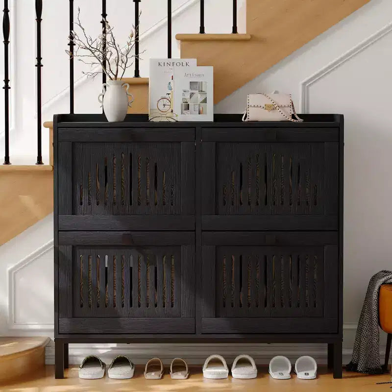 Meuble à chaussures avec 4 tiroirs basculants, organisateur de chaussures, étagère à chaussures réglable pour entrée, salon, chambre