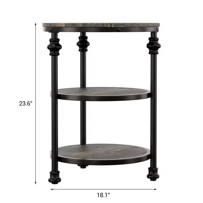 Table d'appoint ronde à 3 niveaux Table d'appoint peu encombrante avec étagère de rangement pour salon et chambre à coucher