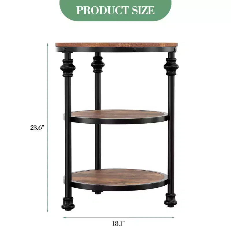 Table d'appoint ronde à 3 niveaux Table d'appoint peu encombrante avec étagère de rangement pour salon et chambre à coucher