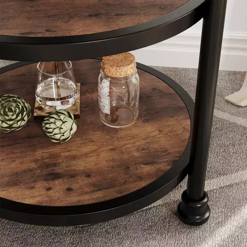 Table d'appoint ronde à 3 niveaux Table d'appoint peu encombrante avec étagère de rangement pour salon et chambre à coucher
