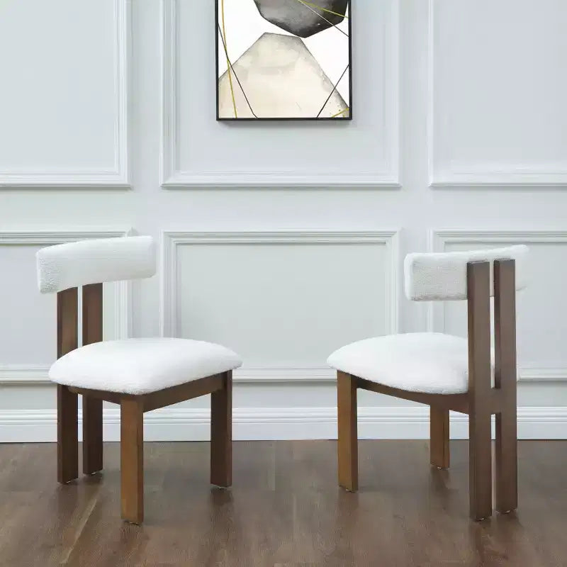 Chaise de salle à manger - Ivoire/Noyer