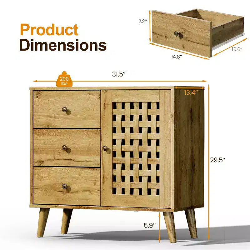 Armoire de rangement, bar à café avec étagères réglables, buffet vintage, bois naturel