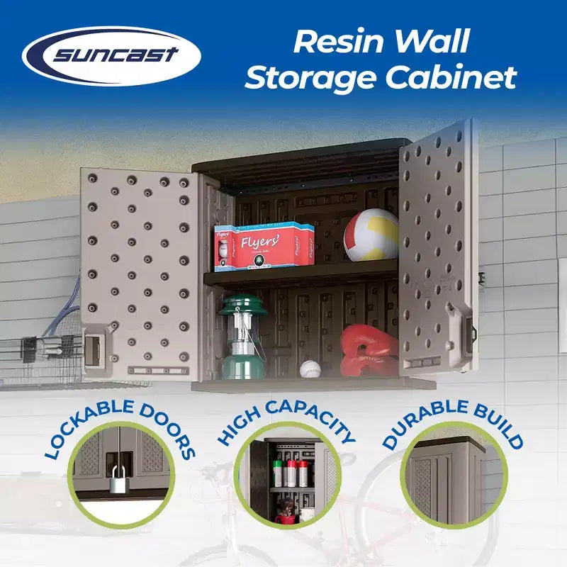 Armoire de rangement murale de garage à étagère simple en résine, 4 pieds cubes, Platine